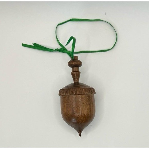 Vintage Handmade Lot of 6 Christmas Ornaments MCM Wooden Hollow Globe Finial - Picture 3 of 12